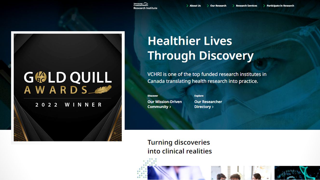 VCHRI Website Receives International Award Of Excellence | VCH Research ...